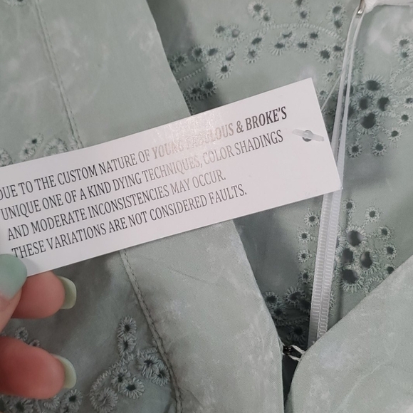 Young Fabulous Broke Potassium Green Tia Eyelet Wrap Kimono Sleeve Top - Picture 11 of 14